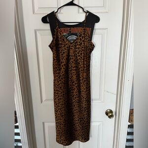 Leopard Cheetah Animal Print Midi Slip Dress